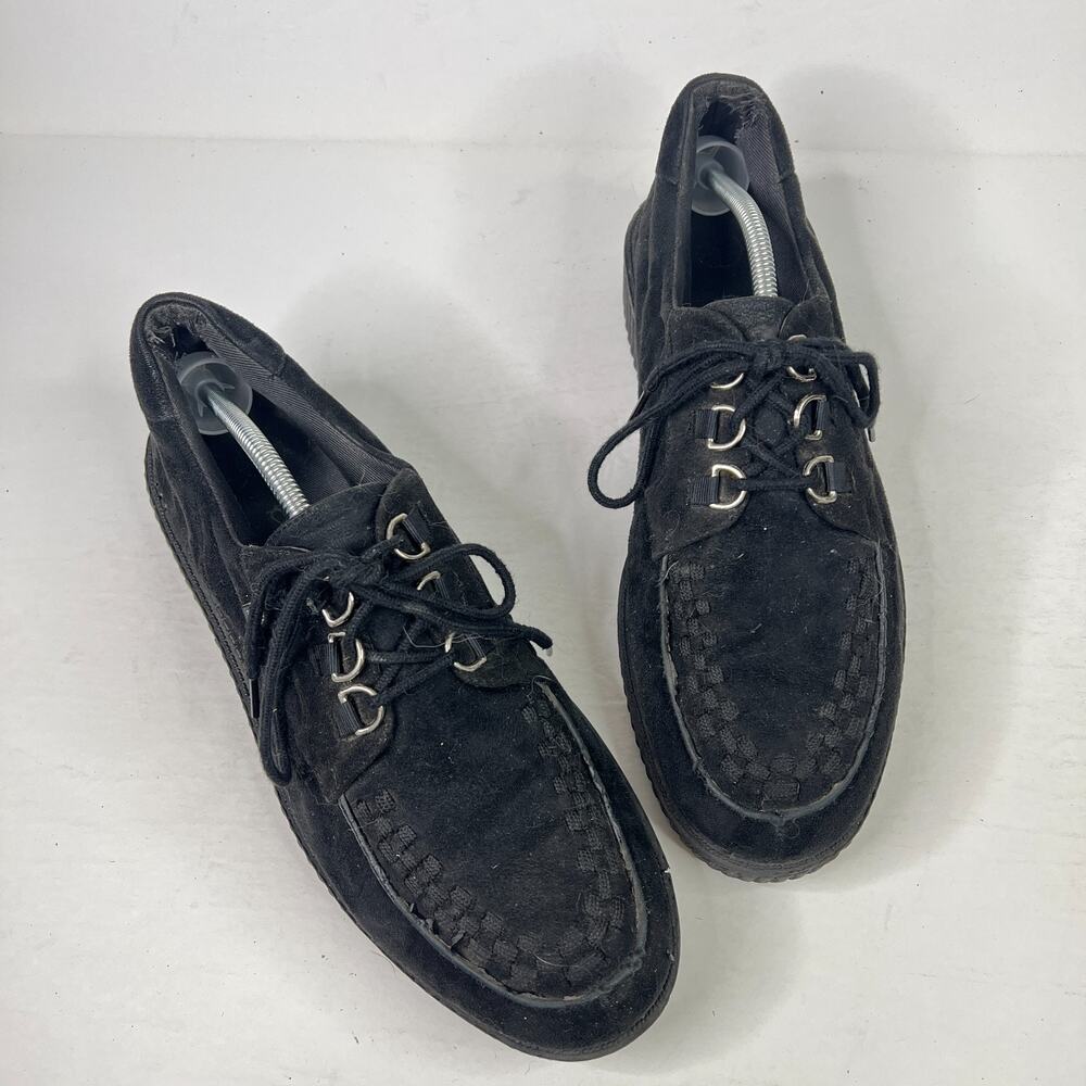 TUK Anarchic Black Faux Suede Creeper D-Ring Shoes Platform Gothic Punk Mens 12